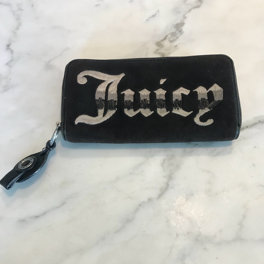 Juicy Couture Wallet brown fabric w/ gray writing